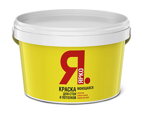 Краска ЯРКО для стен и потолков моющаяся белая, ведро 2,5 кг